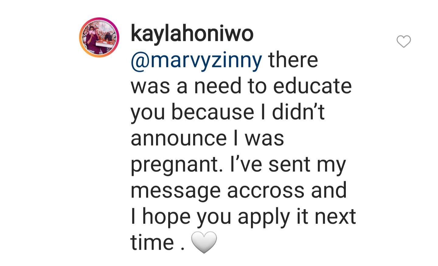 Kayla Oniwo Responds to Baby Bump Comments On Instagram