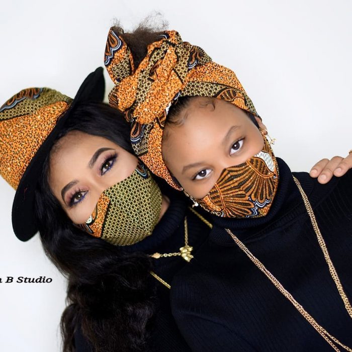 #GengGeng: Actress Toyin Adewale & Daughter Twin In Face Masks