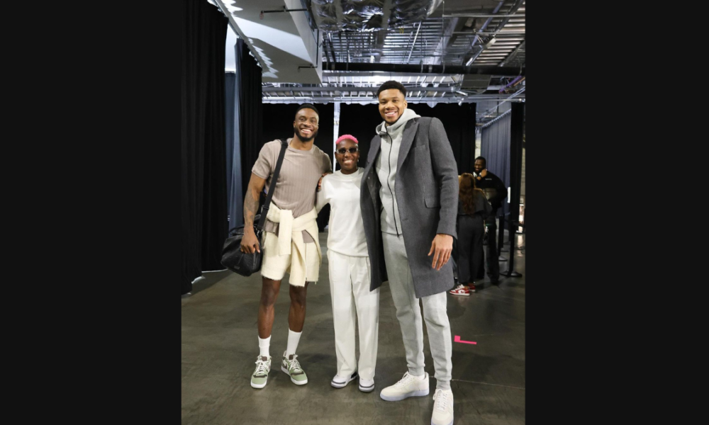 Asisat Oshoala Meets NBA Superstars Giannis and Thanasis Antetokounmpo